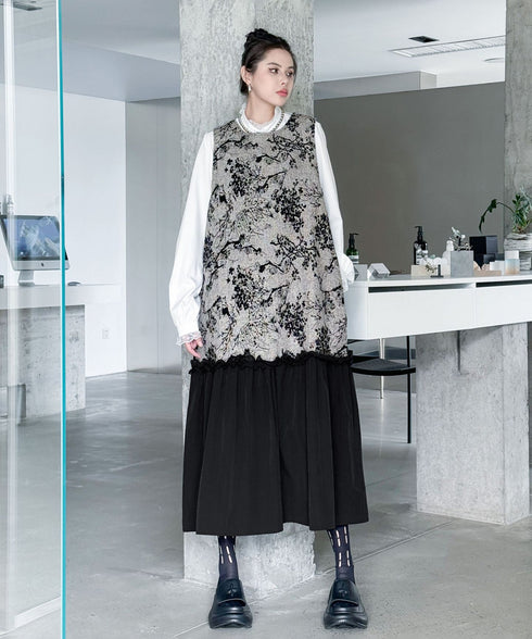 Monotone Tree Jacquard Dress