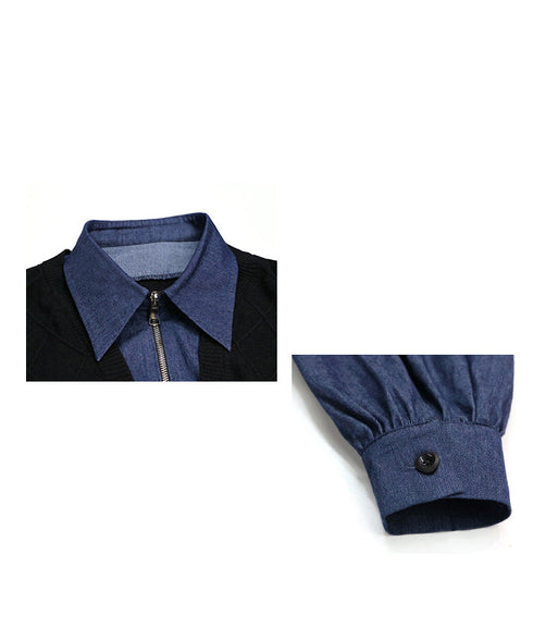 Knit Switch Denim Dress