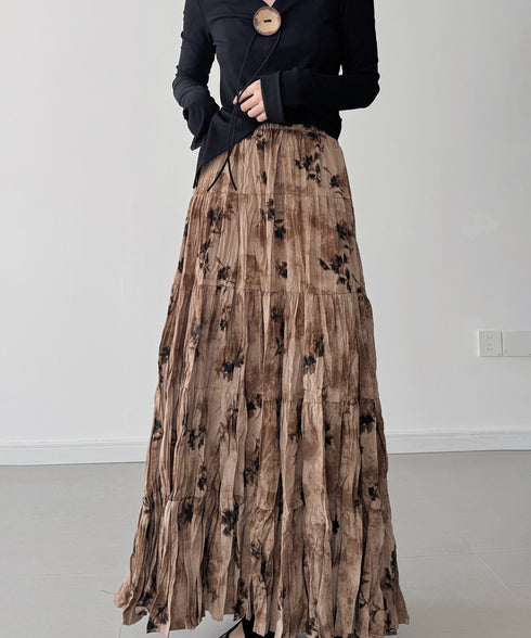 Distressed Botanical Skirt