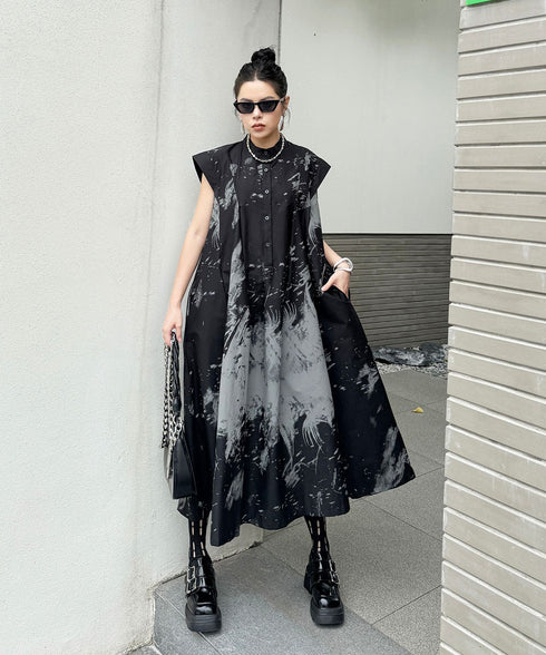 French Sleeve Print Dress