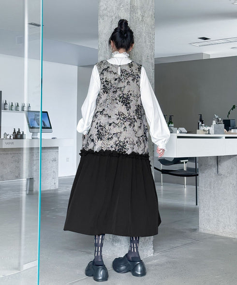 Monotone Tree Jacquard Dress