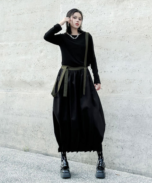 Cord Loose Suspender Skirt