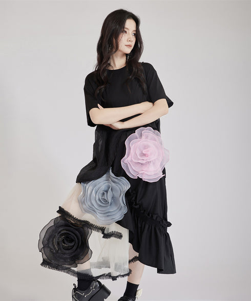 Big Flower See-Through Skirt