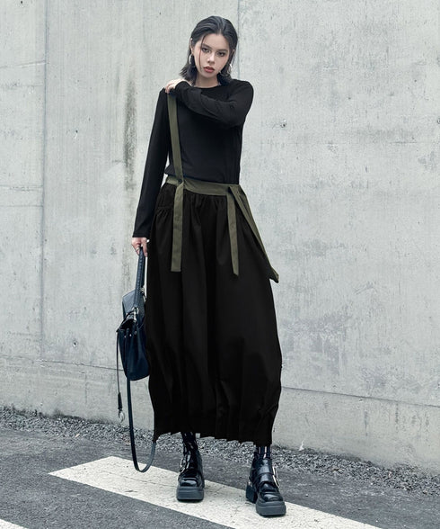 Cord Loose Suspender Skirt