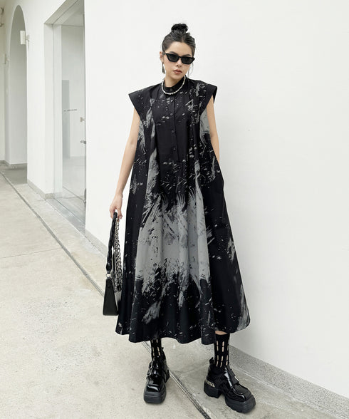 French Sleeve Print Dress