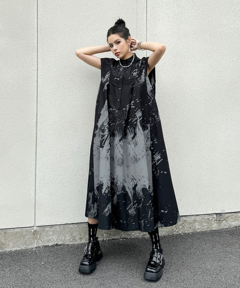 French Sleeve Print Dress