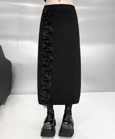 Ruffle Line Sweater & Skirt