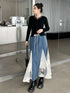 Cross Border Lace Denim Skirt