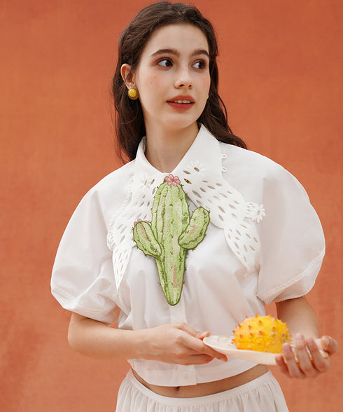 Cactus Embroidered Neck Accessory