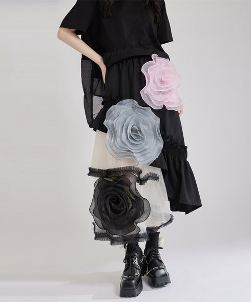 Big Flower See-Through Skirt