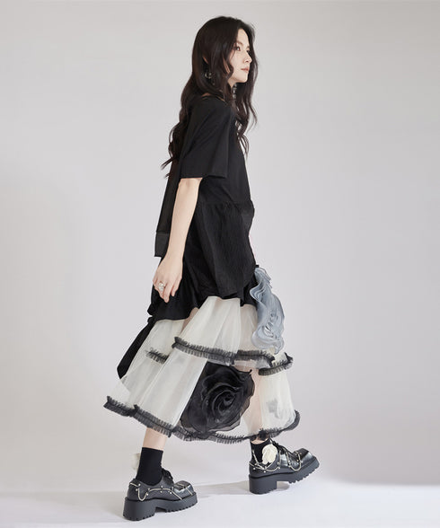 Big Flower See-Through Skirt