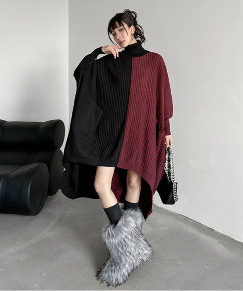 Two-tone Turtleneck Dress