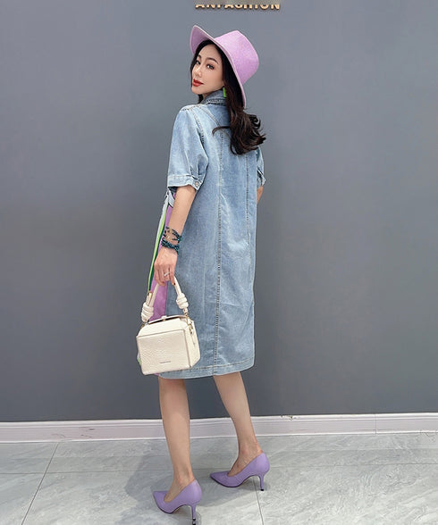 Graphic Patch Denim Dress