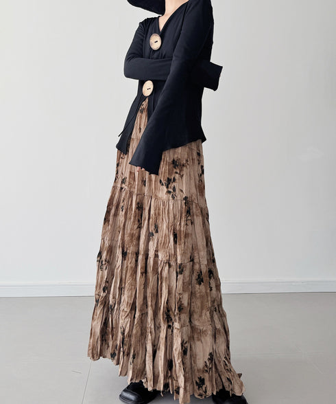Distressed Botanical Skirt