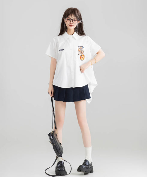 Ribbon Emblem Blouse