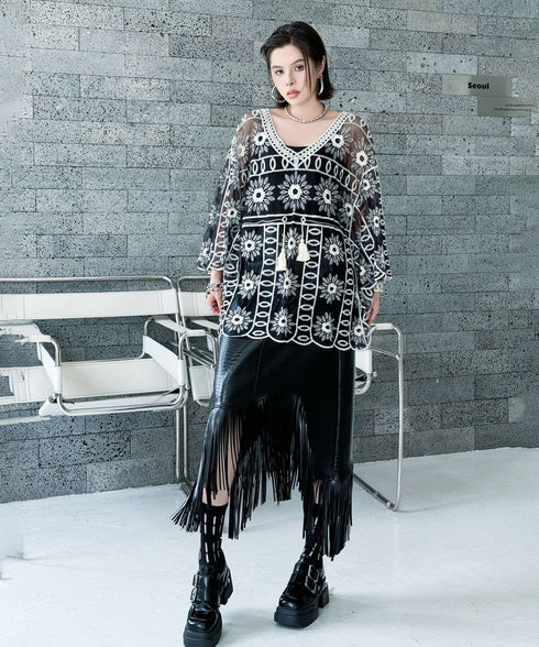 Sheer Bloom Embroidery Top