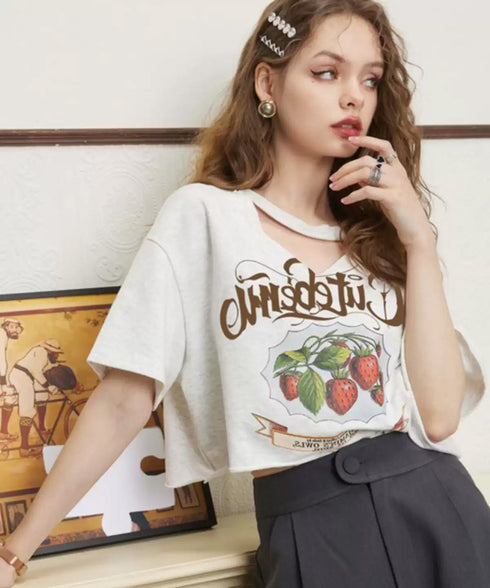 Berry Loop Cutout Top