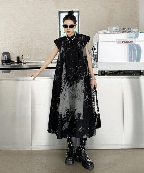 French Sleeve Print Dress