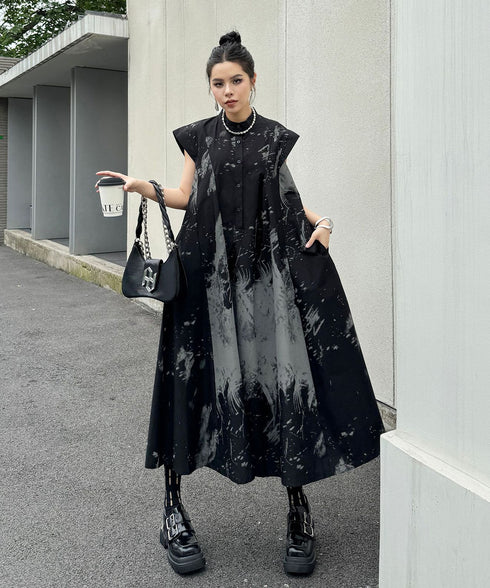 French Sleeve Print Dress