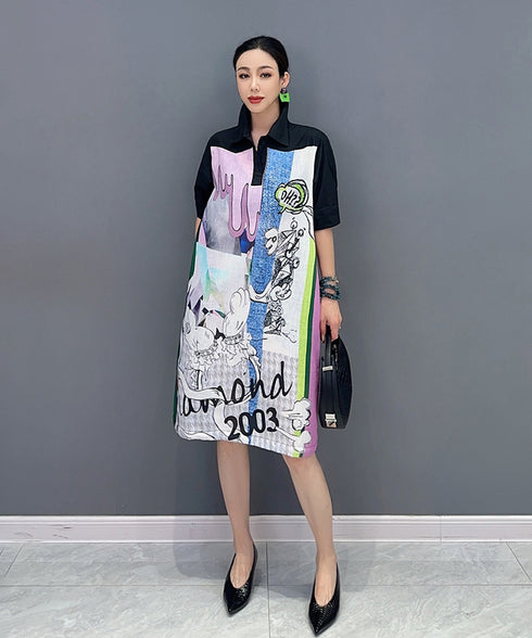 Graphic Patch Denim Dress