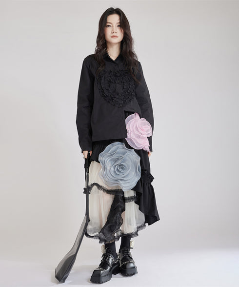 Big Flower See-Through Skirt