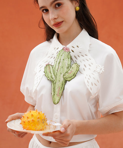 Cactus Embroidered Neck Accessory