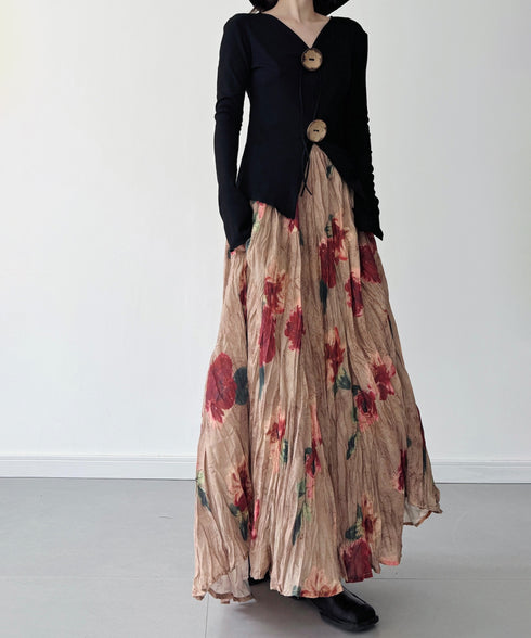 Wood Button Waist-Fit Top