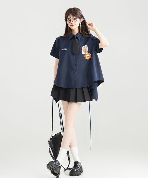 Ribbon Emblem Blouse