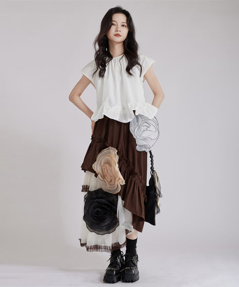 Big Flower See-Through Skirt