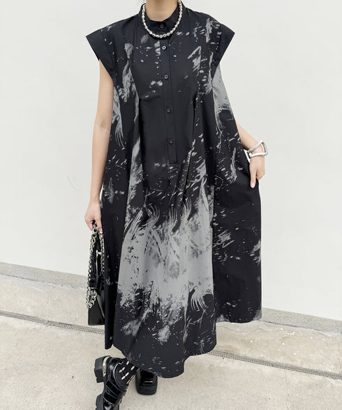 French Sleeve Print Dress