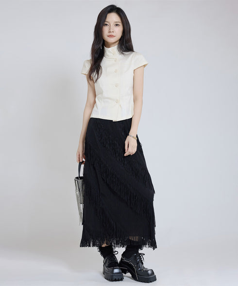 Slash Fringe Skirt