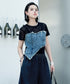 Denim Corset Mesh T-Shirts