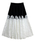 Bicolor Pleated Lace Skirt