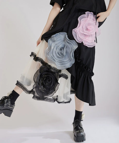 Big Flower See-Through Skirt