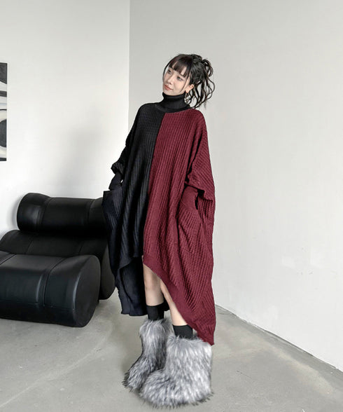 Two-tone Turtleneck Dress