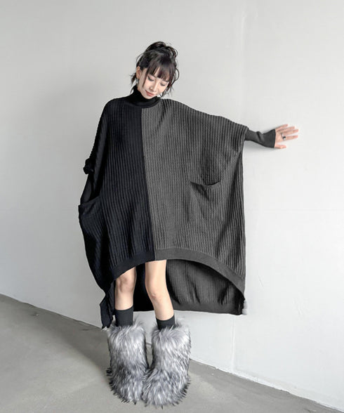 Two-tone Turtleneck Dress