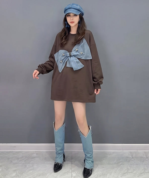 Denim Bow Sweatshirt