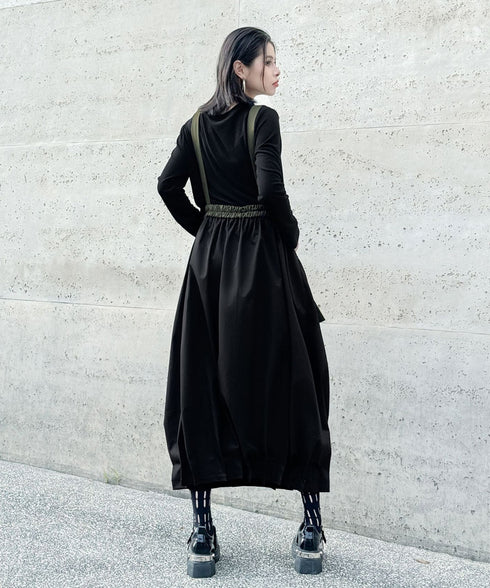 Cord Loose Suspender Skirt