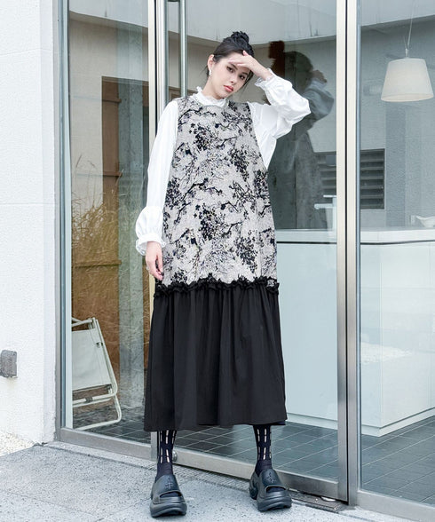 Monotone Tree Jacquard Dress