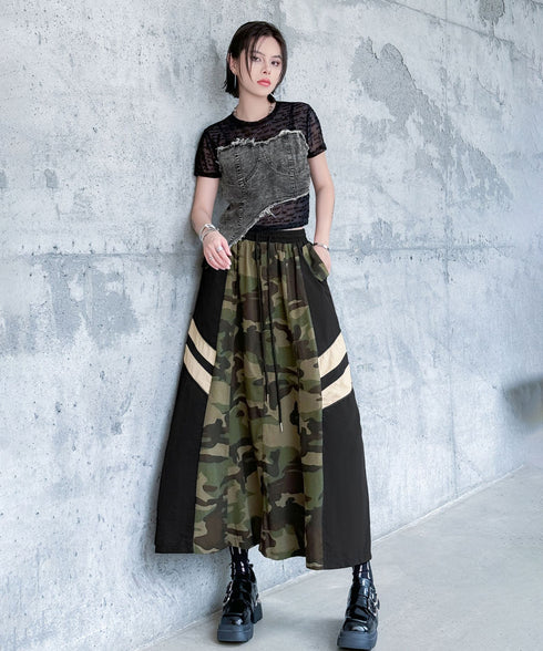 Denim Corset Mesh T-Shirts