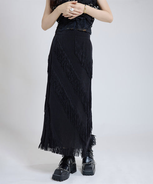 Slash Fringe Skirt