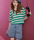 Stripe Collar Polo Top