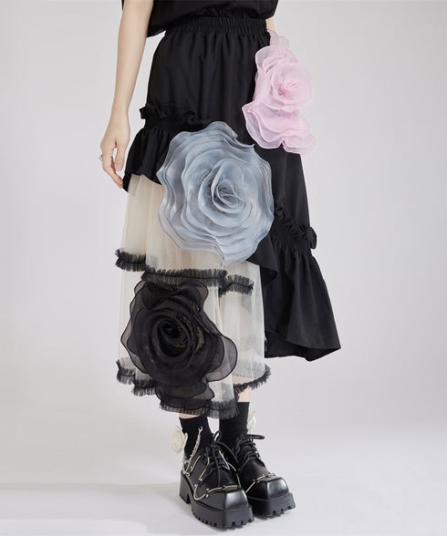 Big Flower See-Through Skirt