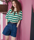 Stripe Collar Polo Top