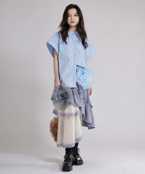 Big Flower See-Through Skirt