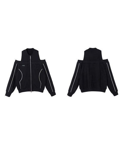 Open Shoulder Zip Top