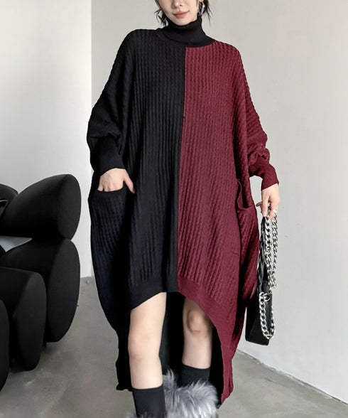 Two-tone Turtleneck Dress