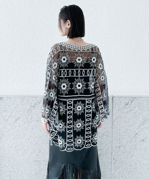 Sheer Bloom Embroidery Top