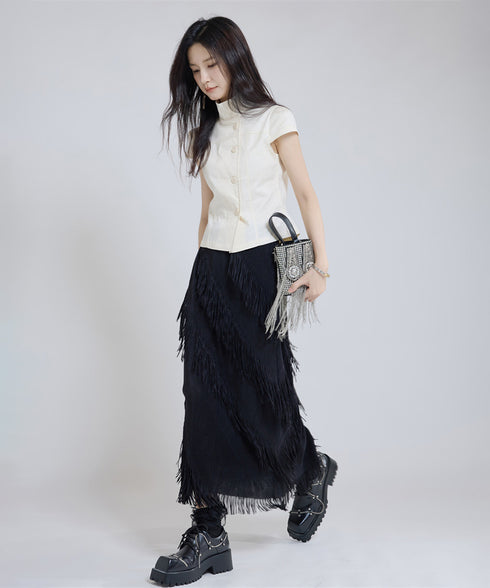 Slash Fringe Skirt