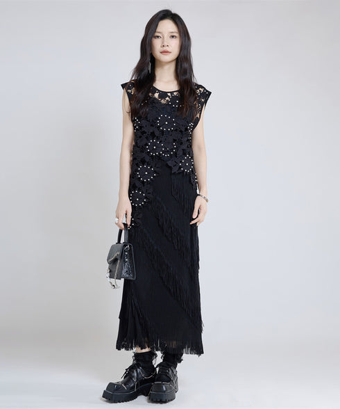 Slash Fringe Skirt